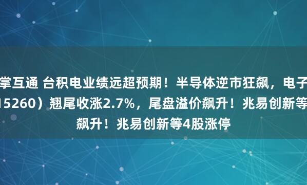 掌互通 台积电业绩远超预期！半导体逆市狂飙，电子ETF（515260）翘尾收涨2.7%，尾盘溢价飙升！兆易创新等4股涨停