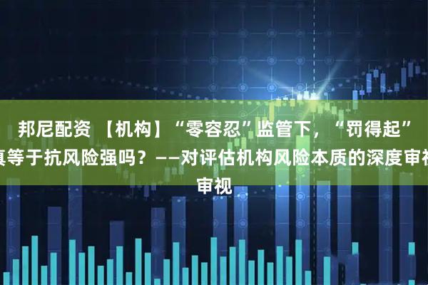 邦尼配资 【机构】“零容忍”监管下，“罚得起”真等于抗风险强吗？——对评估机构风险本质的深度审视